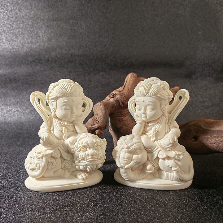 Buddha Stones Mini Avorio Frutta Tathagata Buddha Lotus Kwan Yin Avalokitesvara Manjusri Samantabhadra Serenity Desk Decorazione