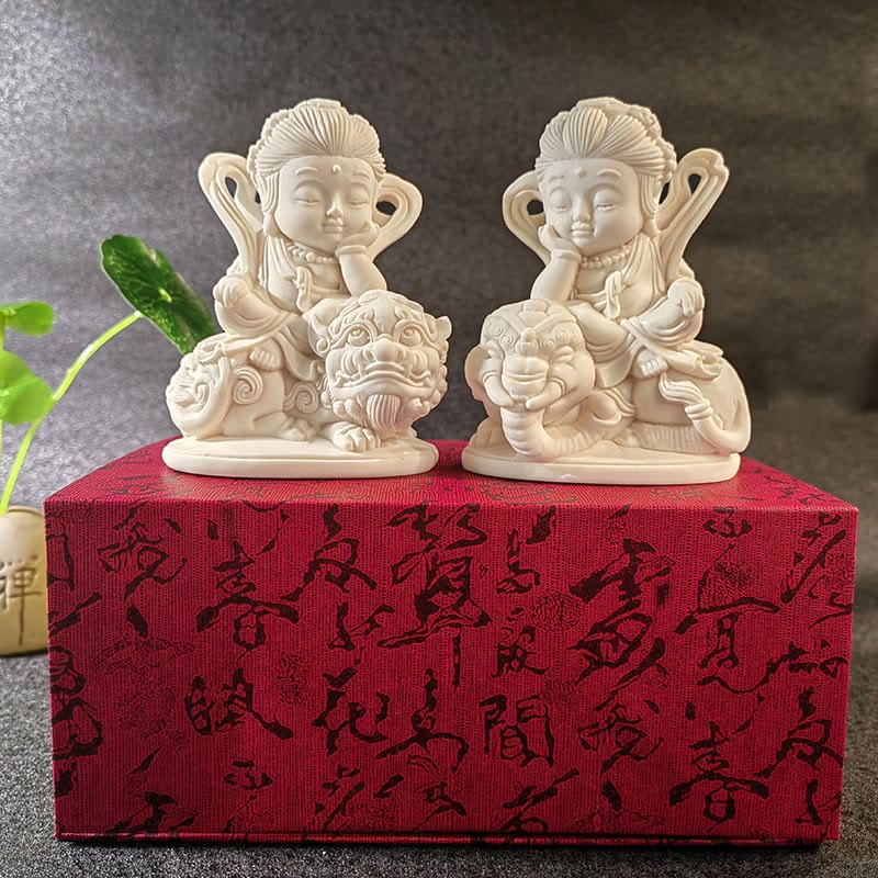 Buddha Stones Mini Avorio Frutta Tathagata Buddha Lotus Kwan Yin Avalokitesvara Manjusri Samantabhadra Serenity Desk Decorazione