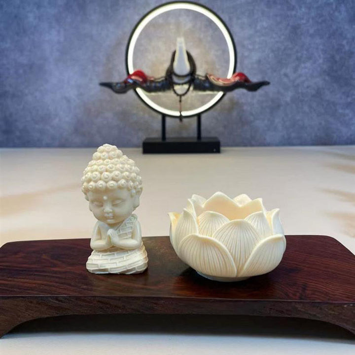 Buddha Stones Mini Avorio Frutta Tathagata Buddha Lotus Kwan Yin Avalokitesvara Manjusri Samantabhadra Serenity Desk Decorazione