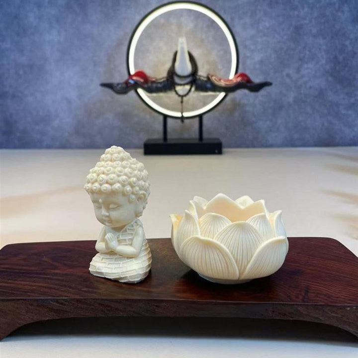 Buddha Stones Mini Avorio Frutta Tathagata Buddha Lotus Kwan Yin Avalokitesvara Manjusri Samantabhadra Serenity Desk Decorazione