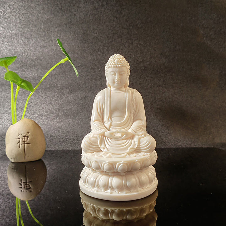 Buddha Stones Mini Avorio Frutta Tathagata Buddha Lotus Kwan Yin Avalokitesvara Manjusri Samantabhadra Serenity Desk Decorazione