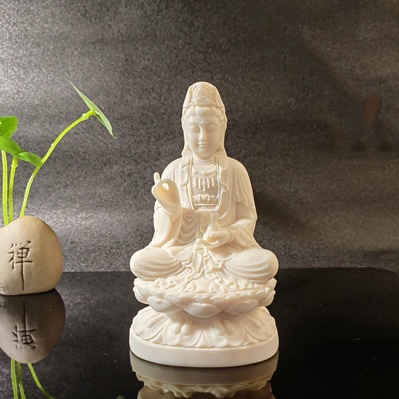 Buddha Stones Mini Avorio Frutta Tathagata Buddha Lotus Kwan Yin Avalokitesvara Manjusri Samantabhadra Serenity Desk Decorazione
