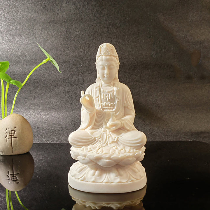 Buddha Stones Mini Avorio Frutta Tathagata Buddha Lotus Kwan Yin Avalokitesvara Manjusri Samantabhadra Serenity Desk Decorazione