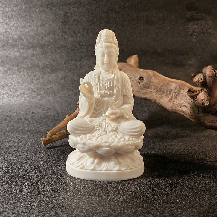 Buddha Stones Mini Avorio Frutta Tathagata Buddha Lotus Kwan Yin Avalokitesvara Manjusri Samantabhadra Serenity Desk Decorazione