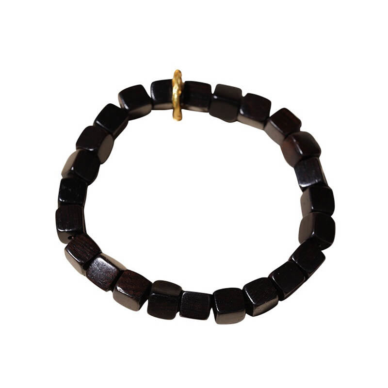 Braccialetto Buddha Stones Tibetan Ebony Wood Square Beads Peace Calm