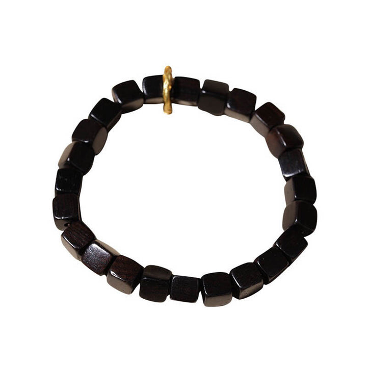 Braccialetto Buddha Stones Tibetan Ebony Wood Square Beads Peace Calm
