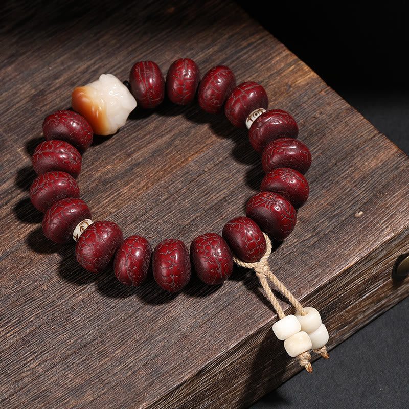 Buddha Stones Tibet Bodhi Seed Dzi Bead Braccialetto della fortuna del leone danzante Mala del polso - image 8