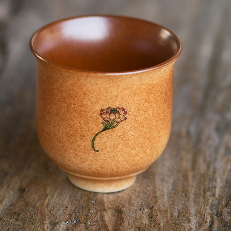 Buddha Stones Piccolo Dunhuang Affreschi Loto Tazza da tè in ceramica Tazza da tè Kung Fu 90ml