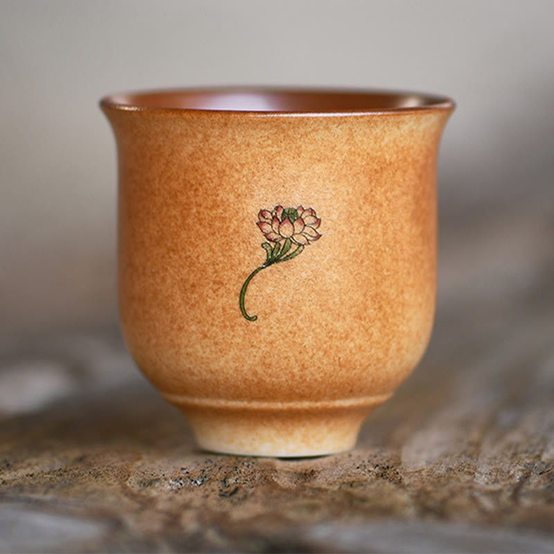 Buddha Stones Piccolo Dunhuang Affreschi Loto Tazza da tè in ceramica Tazza da tè Kung Fu 90ml