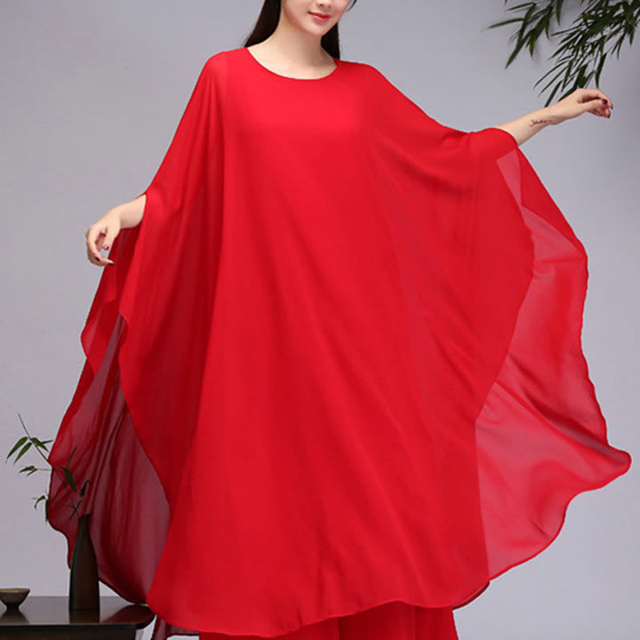 Buddha Stones Semplice Modello Midi Vestito Pantaloni Gamba Larga Meditazione Spirituale Zen Pratica Yoga Danza Abbigliamento - Rosso - Abito midi (solo abito) - US8-10, UK/AU12-14, EU40-42 (2XL) - image 14