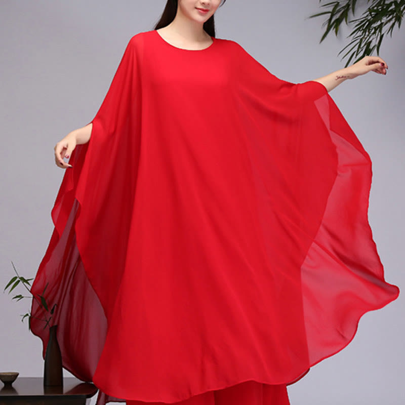 Buddha Stones Semplice Modello Midi Vestito Pantaloni Gamba Larga Meditazione Spirituale Zen Pratica Yoga Danza Abbigliamento - Rosso - Abito midi (solo abito) - US8-10, UK/AU12-14, EU40-42 (2XL) - image 14