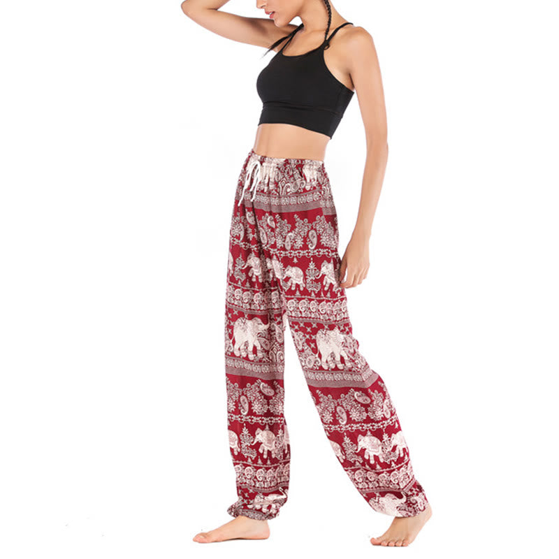 Pantaloni harem con motivo a elefante, stile boho, da yoga, da donna , Buddha Stones - image 9