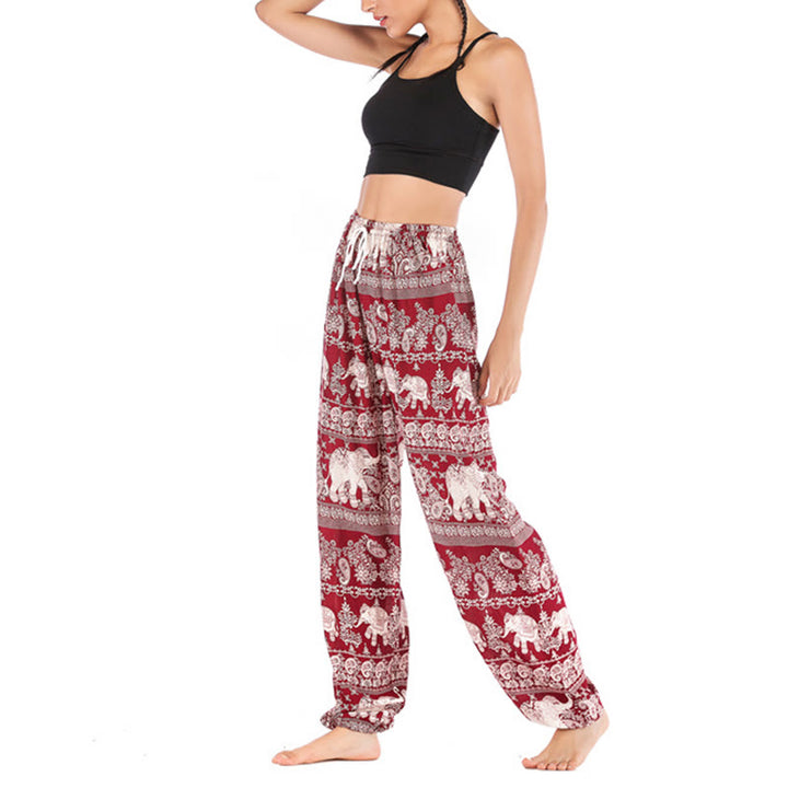 Pantaloni harem con motivo a elefante, stile boho, da yoga, da donna , Buddha Stones - image 9