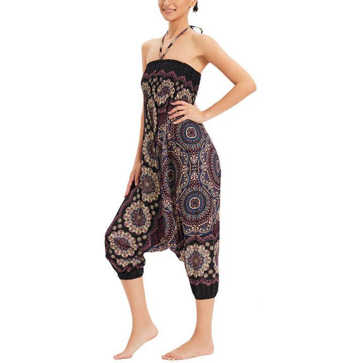 Pantaloni harem larghi con motivo a fiori mandala, pantaloni a vita alta, pantaloni da tuta, pantaloni da due stili Buddha Stones - image 10