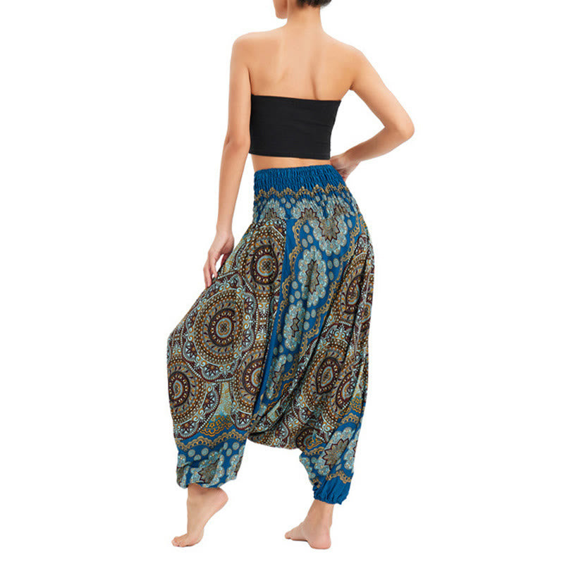 Pantaloni harem larghi con motivo a fiori mandala, pantaloni a vita alta, pantaloni da tuta, pantaloni da due stili Buddha Stones - image 29