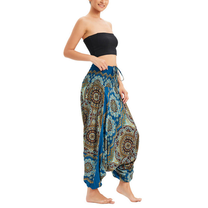 Pantaloni harem larghi con motivo a fiori mandala, pantaloni a vita alta, pantaloni da tuta, pantaloni da due stili Buddha Stones - image 28