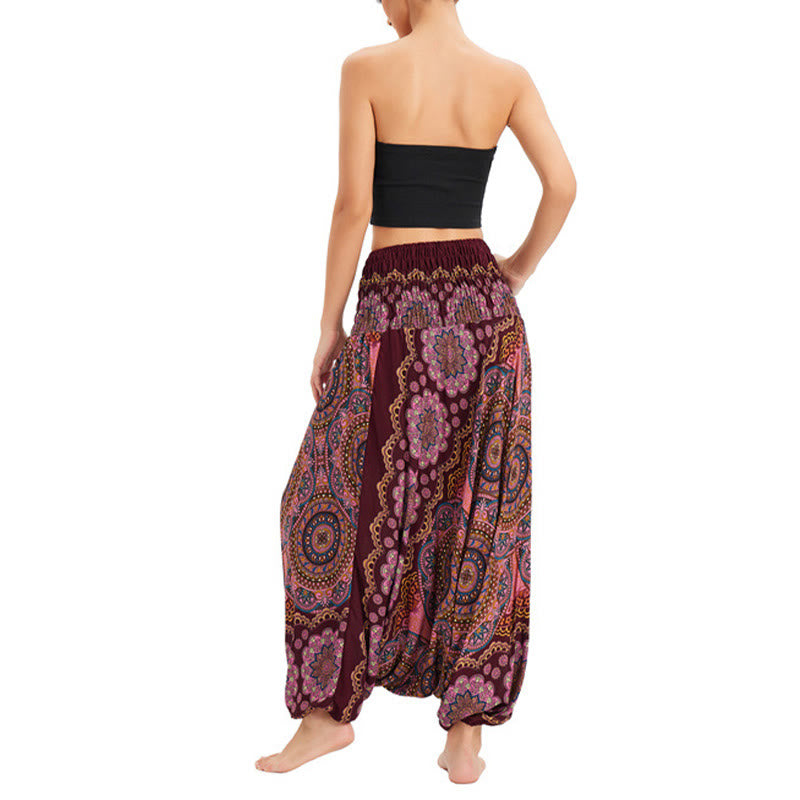 Pantaloni harem larghi con motivo a fiori mandala, pantaloni a vita alta, pantaloni da tuta, pantaloni da due stili Buddha Stones - image 15