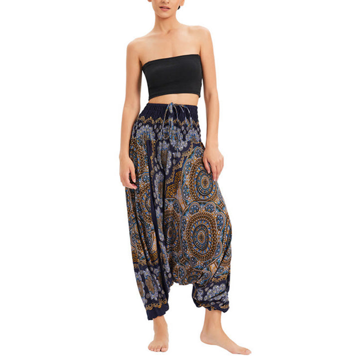 Pantaloni harem larghi con motivo a fiori mandala, pantaloni a vita alta, pantaloni da tuta, pantaloni da due stili Buddha Stones - image 20