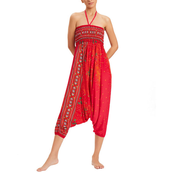 Pantaloni harem larghi e arricciati in piuma di pavone, pantaloni a vita alta, tuta, Buddha Stones Two Style - image 23