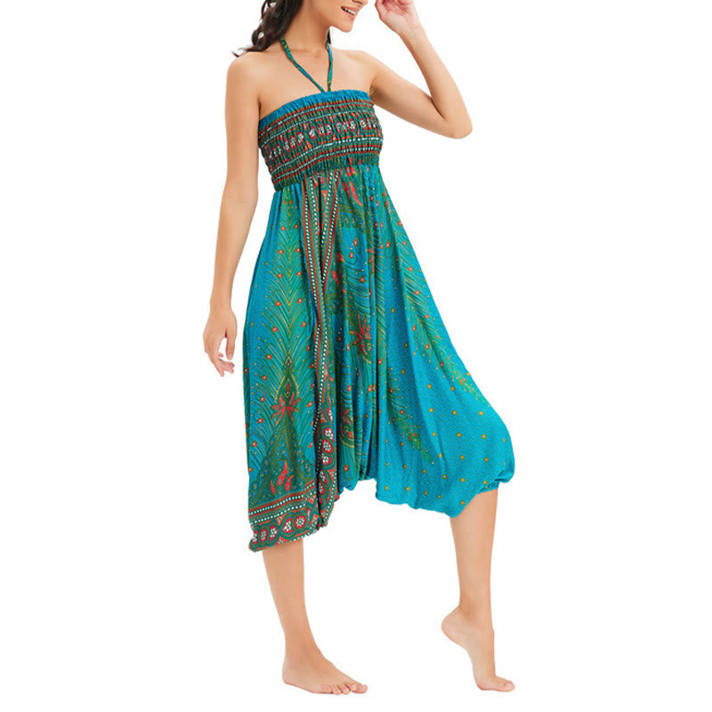 Pantaloni harem larghi e arricciati in piuma di pavone, pantaloni a vita alta, tuta, Buddha Stones Two Style - image 30