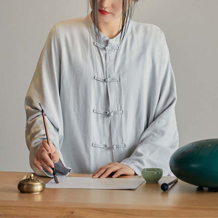 Buddha Stones Plain Frog-Bottone Design Camicia Zen Tai Chi Meditazione Top Abbigliamento Cotone Lino Giacca - image 6