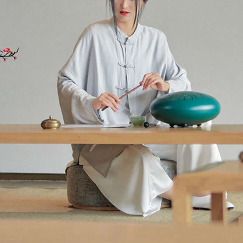 Buddha Stones Plain Frog-Bottone Design Camicia Zen Tai Chi Meditazione Top Abbigliamento Cotone Lino Giacca - image 9