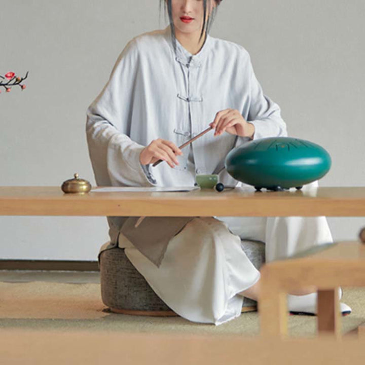 Buddha Stones Plain Frog-Bottone Design Camicia Zen Tai Chi Meditazione Top Abbigliamento Cotone Lino Giacca - image 9