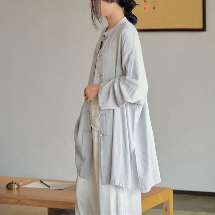 Buddha Stones Plain Frog-Bottone Design Camicia Zen Tai Chi Meditazione Top Abbigliamento Cotone Lino Giacca - image 4