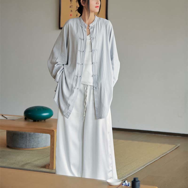 Buddha Stones Plain Frog-Bottone Design Camicia Zen Tai Chi Meditazione Top Abbigliamento Cotone Lino Giacca - image 10