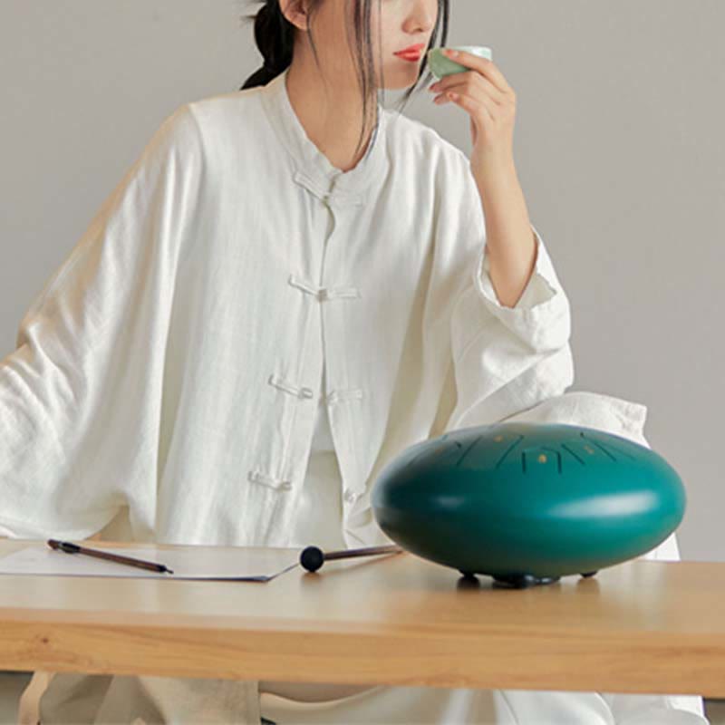 Buddha Stones Plain Frog-Bottone Design Camicia Zen Tai Chi Meditazione Top Abbigliamento Cotone Lino Giacca - Beige (seno 150 cm) (solo parte superiore) - image 12