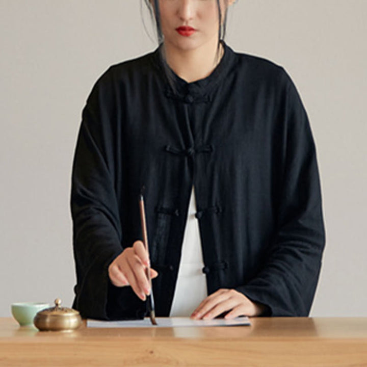 Buddha Stones Plain Frog-Bottone Design Camicia Zen Tai Chi Meditazione Top Abbigliamento Cotone Lino Giacca - image 25