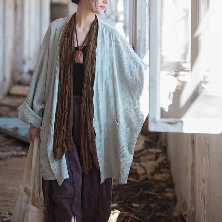 Cappotto a maniche lunghe con motivo semplice Buddha Stones Zen Meditazione Giacca in cotone con apertura frontale - image 9