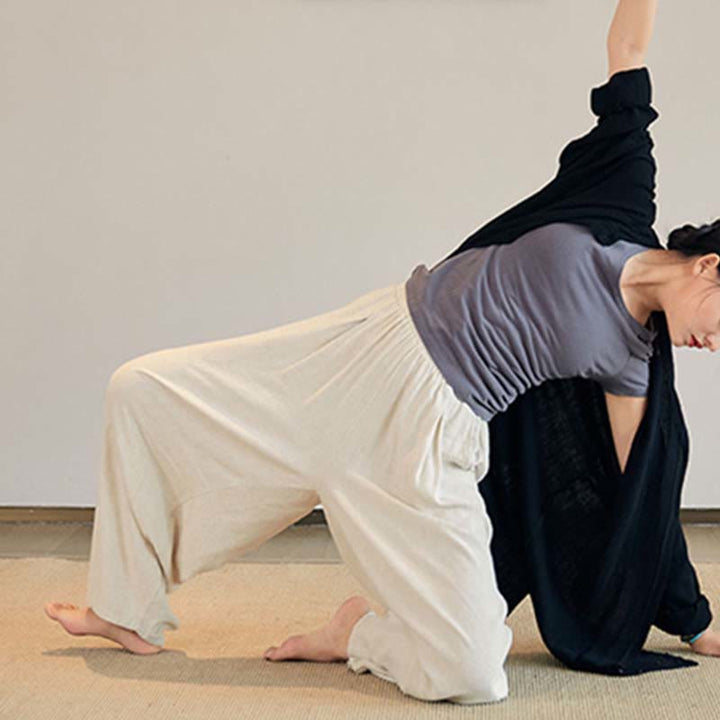 Buddha Stones Plain Long Sleeve Coat Jacket Top Pantaloni a gamba larga Zen Tai Chi Yoga Meditazione Abbigliamento - image 17