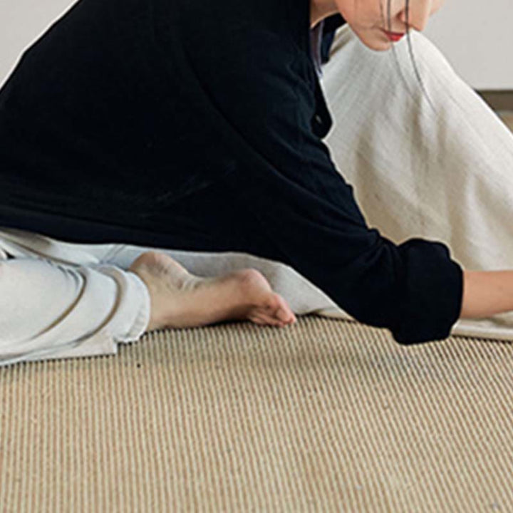 Buddha Stones Plain Long Sleeve Coat Jacket Top Pantaloni a gamba larga Zen Tai Chi Yoga Meditazione Abbigliamento - image 18