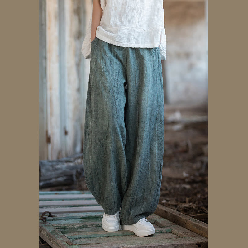 Pantaloni harem tie-dye retrò Buddha Stones, pantaloni da yoga casual da donna con tasche - Ciano (versione normale) - US6, UK/AU10, EU38 (L)  - image 28