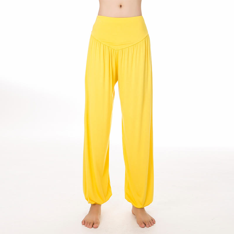 Pantaloni lunghi harem da danza yoga in modal tinta unita Buddha Stones - Giallo - US14, UK/AU18, EU46 (3XL) - image 48