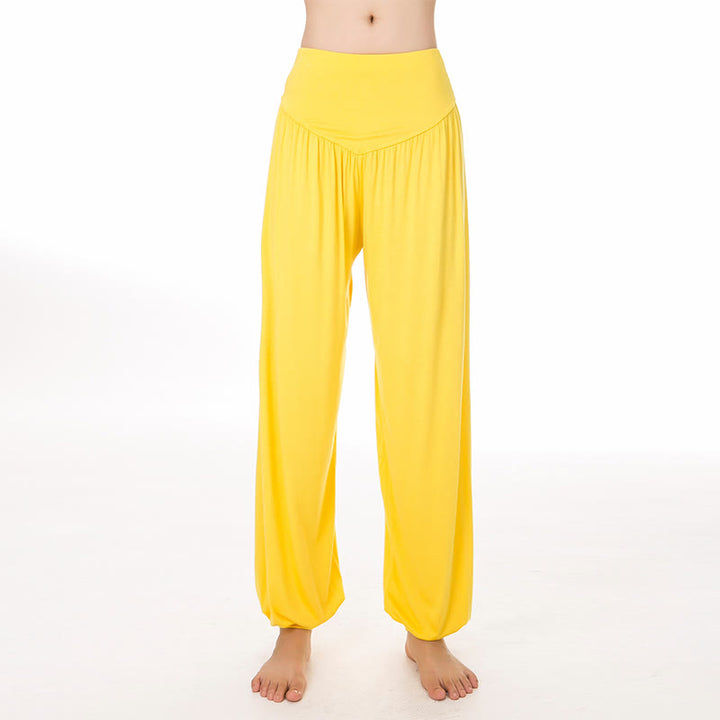 Pantaloni lunghi harem da danza yoga in modal tinta unita Buddha Stones - Giallo - US14, UK/AU18, EU46 (3XL) - image 48