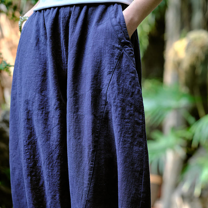 Pantaloni harem yoga larghi tinta unita con tasche Buddha Stones - image 22