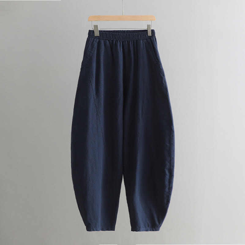 Pantaloni harem yoga larghi tinta unita con tasche Buddha Stones - image 24