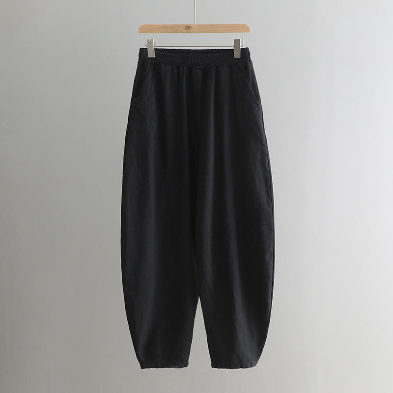 Pantaloni harem yoga larghi tinta unita con tasche Buddha Stones - image 48