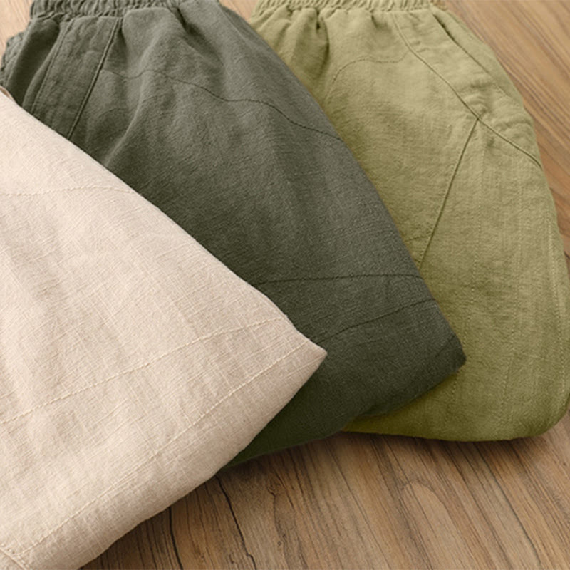 Pantaloni harem yoga larghi tinta unita con tasche Buddha Stones - image 52