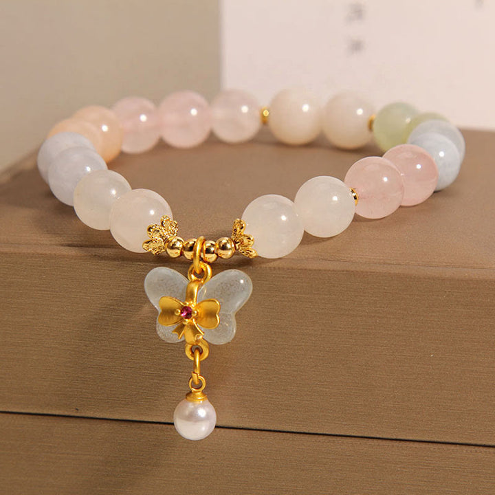 Braccialetto con ciondolo a farfalla in morganite naturale Buddha Stones Confidence