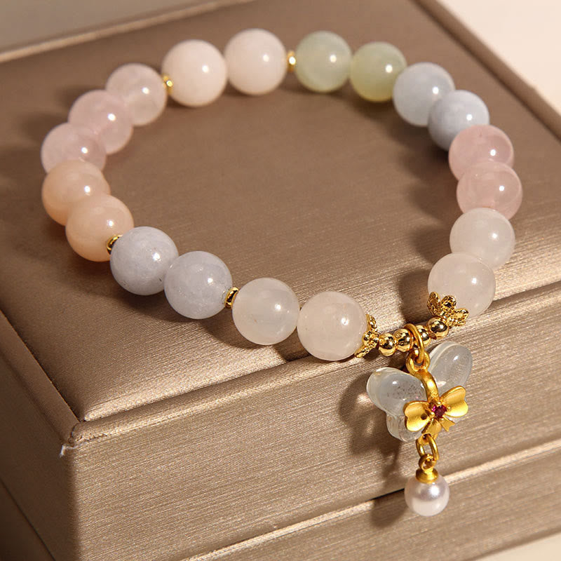Braccialetto con ciondolo a farfalla in morganite naturale Buddha Stones Confidence