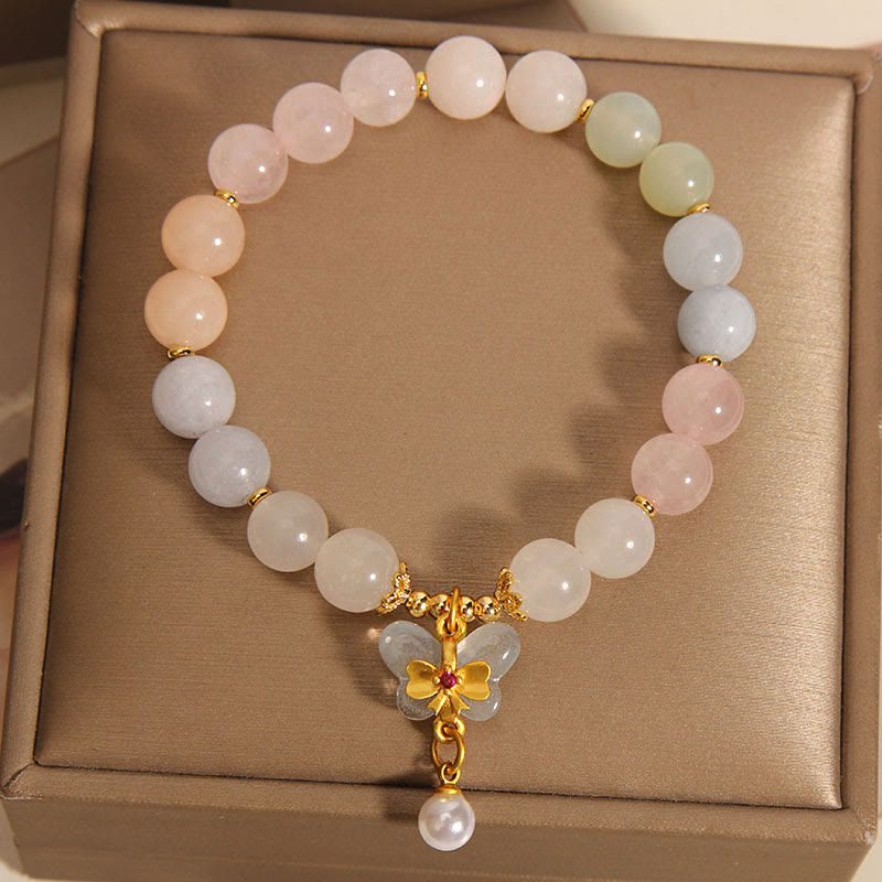 Braccialetto con ciondolo a farfalla in morganite naturale Buddha Stones Confidence