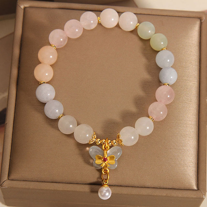 Braccialetto con ciondolo a farfalla in morganite naturale Buddha Stones Confidence