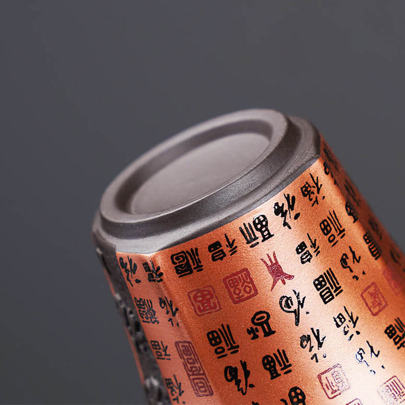 Buddha Stones Piccola Tazza da tè in ceramica viola con carattere Fu Tazza da tè Kung Fu 50 ml