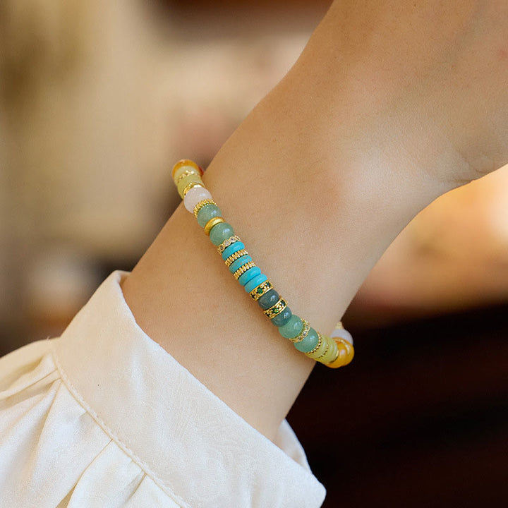 Bracciale Buddha Stones Natural Red Agate Jade Rainbow Confidence