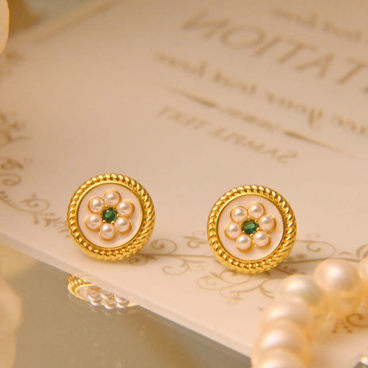 Orecchini Buddha Stones Smalto Fiore Fortuna - Bianco - image 4