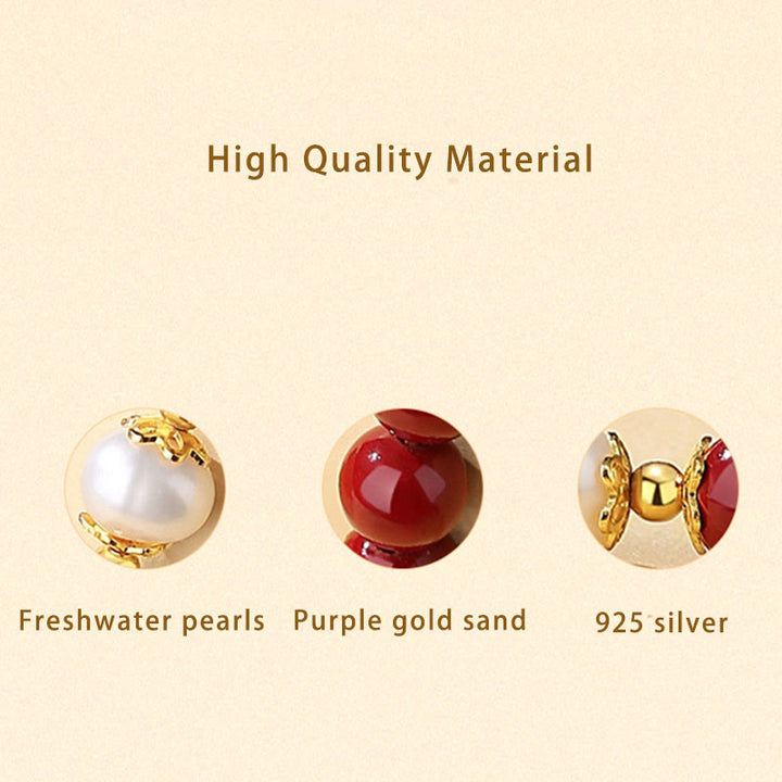 Buddha Stones 925 Sterling Silver Natural Cinnabar Pearl Blessing Collana Ciondolo Bracciale Orecchini Gioielli Set - image 4