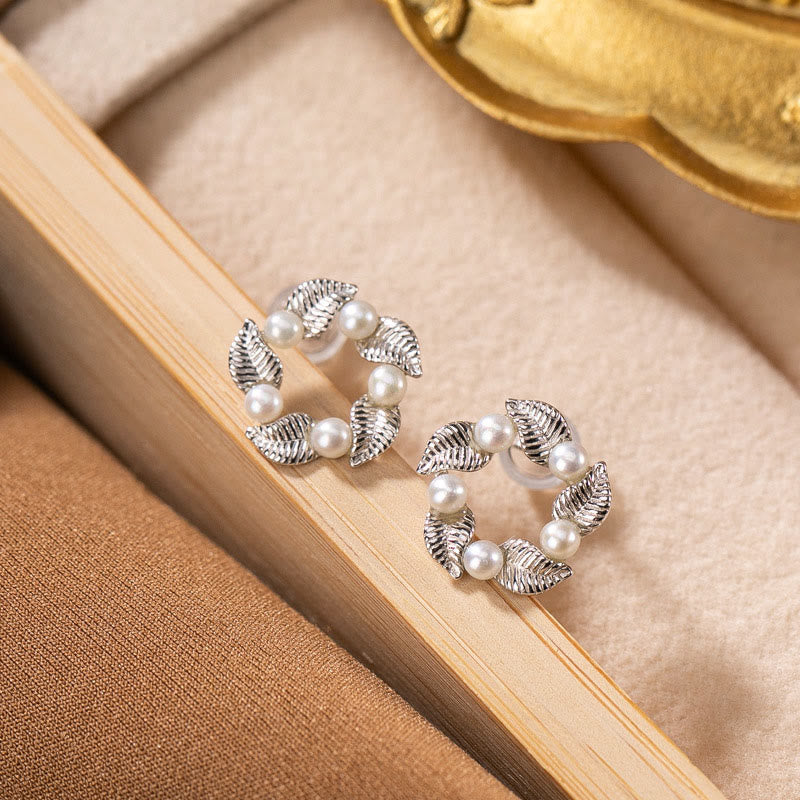 Buddha Stones 925 Sterling Silver Perla Foglia Design Guarigione Saggezza Collana Pendente Anello Orecchini Set